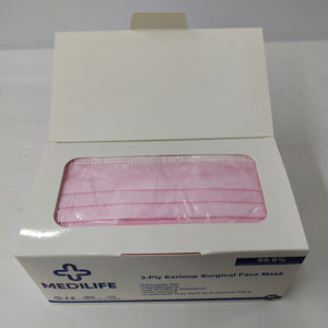 Medilife 3 Ply Surgical Face Mask (Pink)