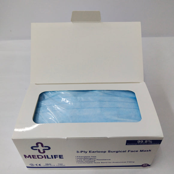 Medilife 3 Ply Surgical Face Mask (Blue)